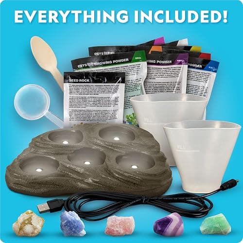 NATIONAL GEOGRAPHIC Mega Crystal Growing Kit for Kids- Grow 8 Crystals with Light-Up Stand, Science Gifts for Kids 8-12, Crystal Making Experiment, Science Kit for Girls and Boys thumbnail 5