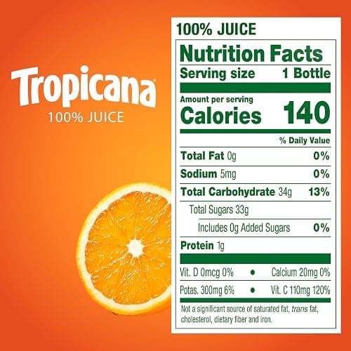 Tropicana 100% Juice Orange Blend, Single Serve, 10 fl oz Bottles (Pack of 24) - Real Fruit Juice, Vitamin C Rich, No Added Sugars, No Artificial Flavors thumbnail 8