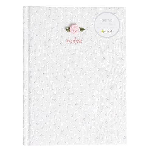 Pearhead Fabric Hardcover Journal Notebook 6x8 – Pointelle Embroidered College-Ruled Writing Journal with 200 Lined Pages, Pink thumbnail 10