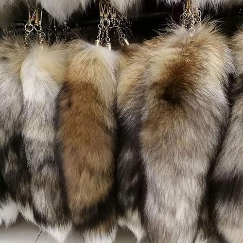 Fluffy Black Fox Tail Keychain 17 inches Real Fur Tails Costume Cosplay Toy Handbag Accessories Key Chain Ring Hook Tassels thumbnail 4