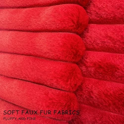 2 Pack 18x18 Pillow Cover Velvet Pillow Covers, Faux Fur Square Throw Pillow Covers for Living Room Decorations Throw Pillow Case, Throw Pillow Cover Cushion Cover for Home Sofa Bedroom Car, Red thumbnail 3