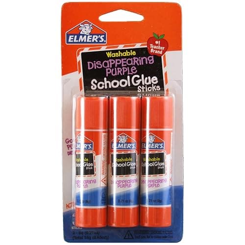 Elmer's Washable Dissappearing Purple School Glue Sticks, 3 Pack, 6 grams Each (E520) - Image 1