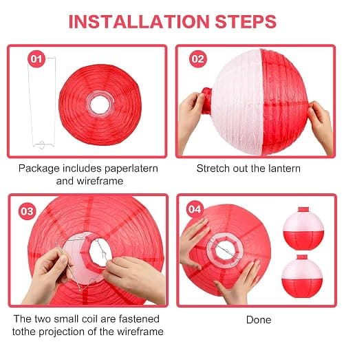 12 pcs Fishing Bobber Paper Lanterns Hanging Fish Shaped Ball Decorations Red and White Paper Lanterns for Fishing Themed Party Decorations Birthday Decor Supplies thumbnail 6