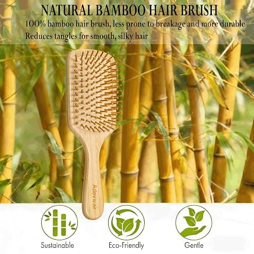 Adevwair Bamboo Hair Brush Natural Hairbrush for Hair Growth, Paddle Hair Brushes for Women Men Kids Massage Scalp, Wooden Detangler Brush for Wet Curly Thick Fine Thin Hair, DIY Wedding Party Gifts thumbnail 3