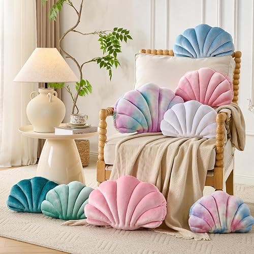 XIAIJIA Seashell Decorative Pillow Shell Shaped Throw Pillow 3D Insert Beach Pillow Soft Velvet Pillow Sea Ocean Decoration Couch Bed Pillow Cushions(Blue,14 X 11 inch) thumbnail 5