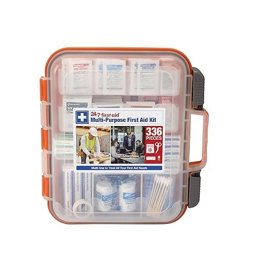 24/7 First Aid OSHA Compliant First aid Kit, All-Purpose 100-Person Emergency First Aid Kit for Business, Home, and Car in Plastic Case with Easy-Slide Latches, 336 Pieces - Image 1