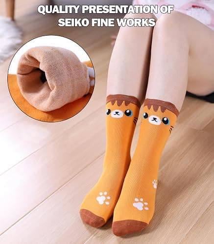 SDBING Womens Cat Socks Cute Gifts Animal Soft Breathable Thin Cotton Casual Crew Socks 5 Pairs thumbnail 6