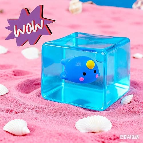 Cube Fidget Toy with Maltose Filling - Glow-in-The-Dark Unicorn Whale Inside, Squishy Sensory Toy, Stress Relief Toy for Halloween, Christmas & Birthday Gift thumbnail 2