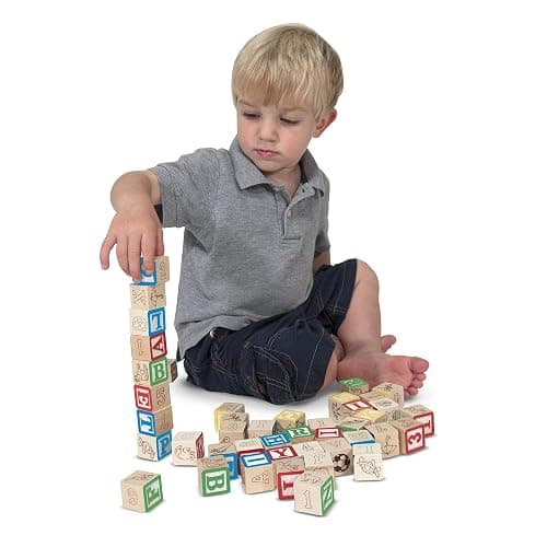 Melissa & Doug Deluxe Wooden ABC/123, 50-Piece Set of Classic Letter & Number Wooden Blocks (1” x 1”) with Storage Pouch, Sorting & Stacking Toys for Kids Ages 2+ thumbnail 5