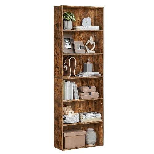VASAGLE Bookcase, 6-Tier Bookshelf, Open Storage Shelf, Shelving Unit, 24 x 60 x 178.5 cm, for Living Room, Home Office, Dinning Room, Rustic Brown LBC169K01 - Image 1