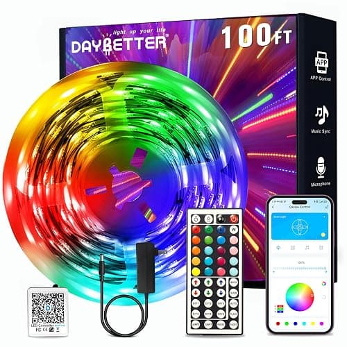 DAYBETTER LED Strip Lights 100ft, Smart Lighting with App Remote Control, RGB LED Lights for Bedroom, Music Sync Color Changing for Room Home Decor Party (1 Roll) - Image 1