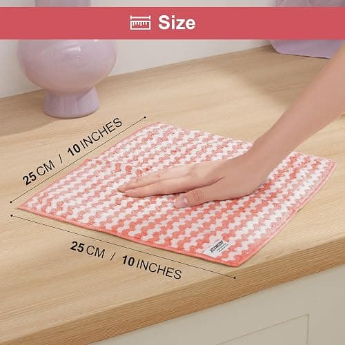 JOYMOOP Microfiber Cleaning Cloths – 18 Pack, 10" x 10", Pink – Reusable, Lint-Free, Super Absorbent Towels for Kitchen, Car, and Household Cleaning thumbnail 2