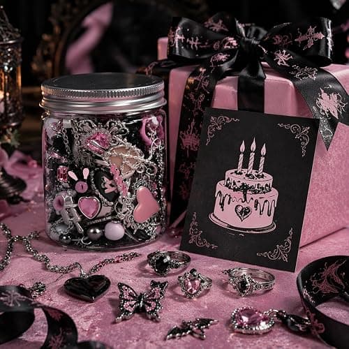 SMUOBT Mystery Jewelry Jar Box Set, Gothic Surprise Gift for Women | Gothic Vintage Jewelry Assortment, Includes Necklace/Earrings/Rings/Bracelet/Keychain, Surprise Mix, Ideal for Birthday thumbnail 3