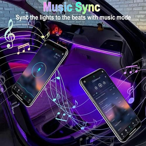 BFXM Car Interior Lights, 12V LED Strip Lights with Cigarette Lighter Adapter, Ambient Lighting Car Accessories, App & Remote Control Music Sync Color Change Lights for Truck Car Decor (36LED Beads) thumbnail 4
