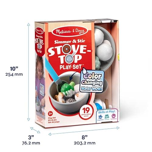Melissa & Doug Simmer & Stir Stovetop Play Set with Water Wow!® Color Changing Play Food Preschool Toy Ages 3+ thumbnail 3