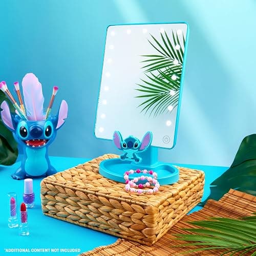 Disney Stitch Vanity Mirror for Girls, Teens, Women with Trinket Tray, LED Table Mirror, Touch Screen, Light Make Up, Gifts for Women (Blue) thumbnail 2