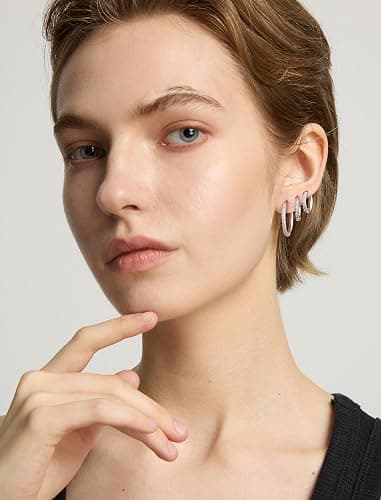 5 Pairs Stacking Huggie Hoop Earrings for Women, Cubic Zirconia 14K Gold Plated 316L SurgicalSteel, Hypoallergenic Cartilage Earrings for Multi-Piercing (13-23mm) thumbnail 4