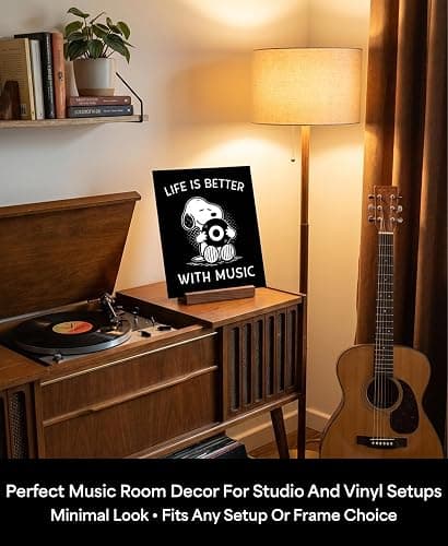 Life Is Better With Music Wall Art Print – Minimalist Typography Decor for Living Room, Classroom, Studio & Creative Workspaces – Music-Inspired Artwork – 8x10 Unframed – Made in USA Luster Finish thumbnail 6
