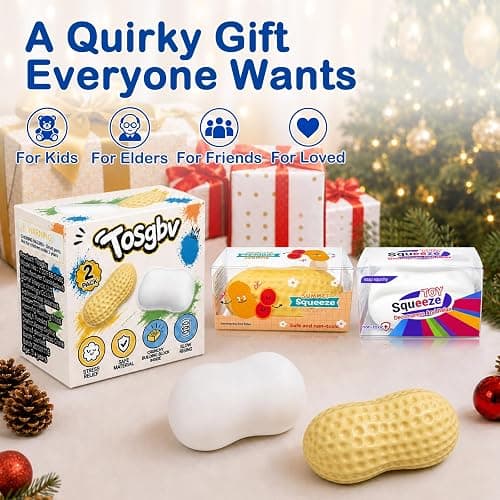 Tosgbv 2 Pack Crunchy Squishy Stress Ball, Peanut & Soap Block Flake Filled ASMR Fidget, Moldable Sensory Squeeze Toy with Premium Box, Party Favors & Gifts thumbnail 7