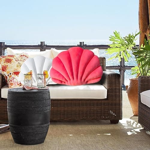 YRXRUS Peach Pink Seashell Pillow, Patio Accent Ocean Series, Ultra Soft Velvet Cushion for Bed, Living, Kids Room 3D Insert 14X11 Inch thumbnail 2