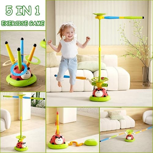 Pobaiyi 5 in 1 Musical Jump Toys, Toss Ring Game Stomping Launch Rocket Launcher for Kids, Obstacle Avoidance & Jump Squating Toy Games Remote Control Outdoor & Indoor Toys for Ages 4-8 8-13 thumbnail 3