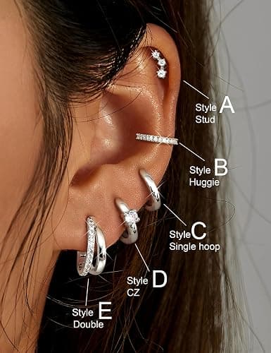 Sanfenly Gold Earrings Gold Hoop Earrings for Women Trendy Dainty Stud Earrings 14K Gold Plated Earrings Small Double Gold Silver Hoop Earrings for Women Lightweight Huggie Cartilage Earrings Set Gold Jewelry for Women Gifts thumbnail 3