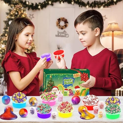2025 Christmas Countdown Advent Calendar 24 Days with Butter Slime Party Favors for Kids Stress Relief Toys Surprise Xmas Gifts for Girls Boys Toddlers thumbnail 7