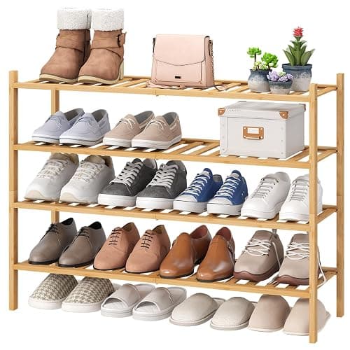 viewcare Shoe Rack, 4-Tier Long Shoe Rack for Entryway, Bamboo Wood Shoe Shelf for Closet & Hallway, Long 33IN | Beautiful | Functional | Sturdy | Durable - Image 1