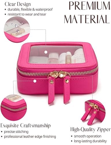 Popvibe Clear Makeup Bag Travel Cosmetic Case Transparent Toiletry Bag with Zipper, Portable Make Up Organizer Traveling Compact Car Bag for Essentials thumbnail 2
