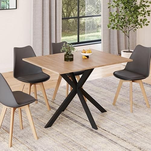 IDMarket – Mesa de comedor rectangular Alix 6 personas Pie araña Madera y Negro 110 cm thumbnail 2