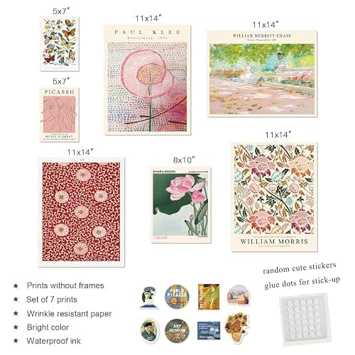 Habseligkeit Flower Posters for Room Aesthetic, Boho Wall Art Prints, Unique Vintage Wall Decor Aesthetic Eclectic Home Decor Bedroom Living Room Unframed, Set of 7 thumbnail 4