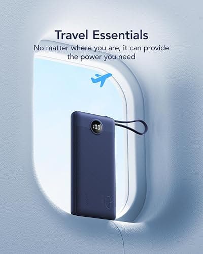 VRURC Portable Charger Buile-in 4 Cables 10000mAh, SlimPower Bank, 5 Output 2 Input Battery Pack, Built-in Micro & USB C Cables Compatible with iPhone 17,Samsung,Android-Navy Blue(1 Pack) thumbnail 6