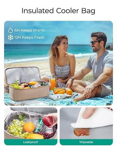 BAGSMART Beach Bag for Women, Mesh Tote Bags with Zipper, Sandproof Vacation Essentials with Cooler for Swim Cruise Pool thumbnail 3