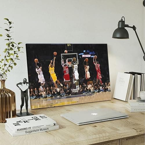 Basketball Legends Canvas Wall Art Print Poster, Iconic Sports Stars Shooting Inspirational Picture, Motivational Photography Wall Decor for Gym Dorm Home Office Living Room Bedroom, Framed 11x14inch thumbnail 2