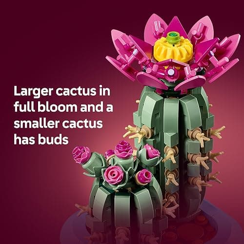 LEGO Botanicals Flowering Cactus - Artificial Potted Plant Set w/ 2 Cacti & Faux Flowers - DIY Bedroom Decor - Birthday Gift for 9+ Year Old Girls & Adult Plant Lovers - 11509 thumbnail 6