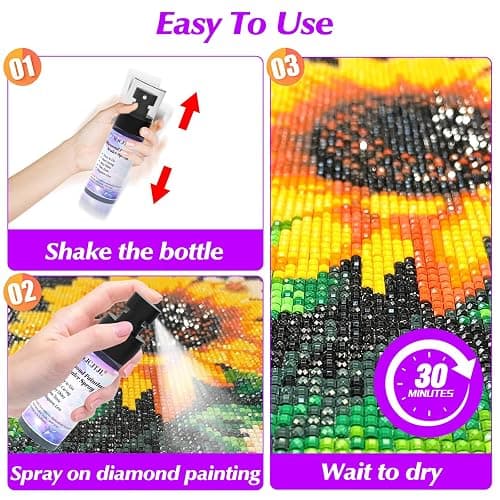 Upgraded Diamond Painting Sealer Spray - 30 Minutes Quick Dry Diamond Art Sealer Glue, Keep Diamond Art Fixed and Shiny, Diamond Art Accessories and Tools, Easy to Use, No Brush Needed (1 Pack) thumbnail 6