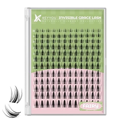 KEYYOU Fairy Lash Clusters 144Pcs D Curl Manga Lash Extension Eyelash Extension Wispy Natural Invisible Band Lash with Waterproof DIY Lash Extension at Home(Fairy-D-8-18MIX) - Image 1