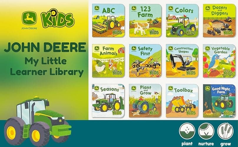 My Little Learner Library John Deere Kids 12-Book Set Board Book - Learning First Words, Numbers, Farm Animals and More thumbnail 2