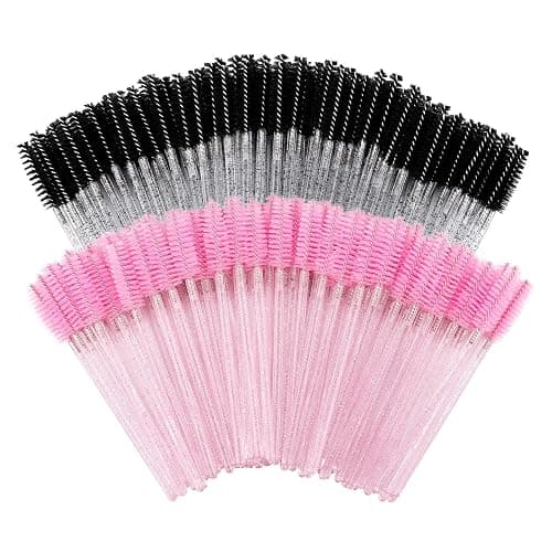 Tbestmax 200 Disposable Mascara Wands Spoolies Eyelash Brush，Eye Lash Eyebrow Extension Applicator Pink Black - Image 1