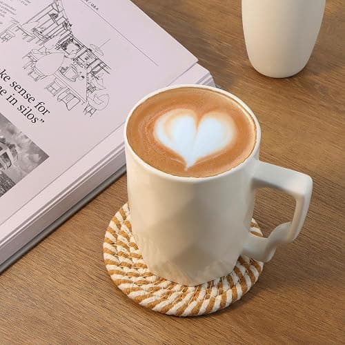 Coasters Set of 4 for Drinks, Cotton Woven 4 Colors Absorbent Boho Coasters for Home Decor Cups - Hot or Cold Drink Thickened (White) thumbnail 5
