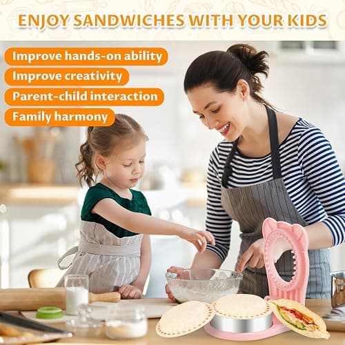 CHICHAUS Uncrustable Sandwich Maker,Sandwiches Pocket Circle Shape 3.7Inch Sandwich Cutter and Sealer,Sandwich Cutter for Kids Breakfast and lunchboxes (Pink) thumbnail 6