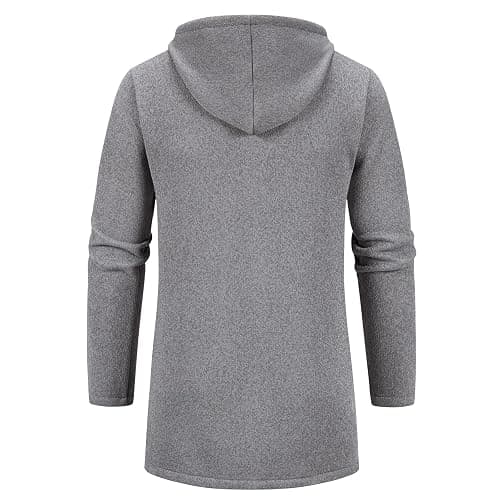 Mylldey Men's Long Cardigan Hoodies Full-zip Fleece Lined Sweaters Knit Regular Fit Casual Sweater Hooded Coat wiht Pocket thumbnail 2