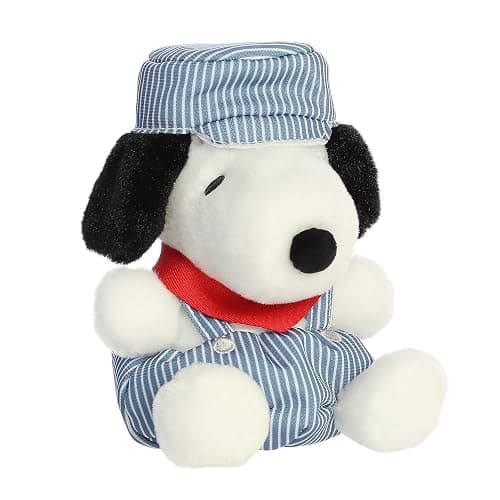Aurora Peanuts Palm Pals 6" Train Engineer Snoopy Adorable Plush | Character-accurate styling with soft huggable appeal for fans of all ages - Image 1