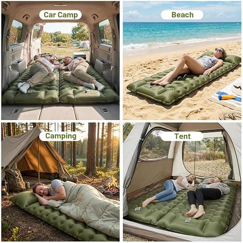 PHYSEN Camping Isomatte mit Aufblasbare & 360° Riemen – Wasserdicht Fußpumpe Luftmatratze für Outdoor, Strand, Auto & Wohnmobil – Schnellaufblasbar & Fixierbar thumbnail 7