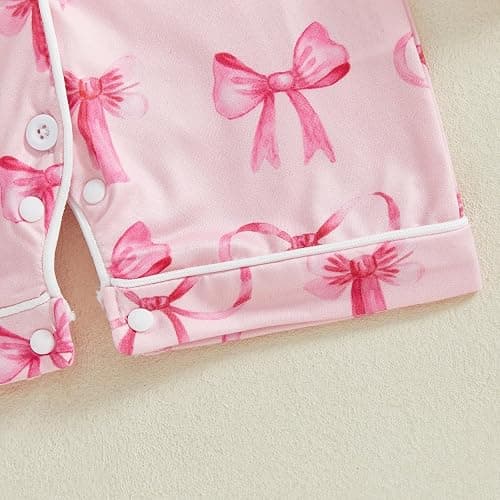 Newborn Summer Pajamas Baby Boy Girl Button Down Romper Cute Infant Sleepwear One-Piece Pjs - Bow&pink - 0-3 Months thumbnail 6