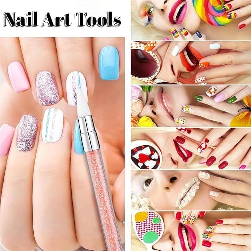 AstraGlam 5 Stück Nail Art Silikonpinsel mit Nail Art Palette, Doppelseitige Silikon Nail Art Werkzeuge, 3D Gel Nail Art, Modellieren und Dekorieren von Nagelfolie und Designs thumbnail 7