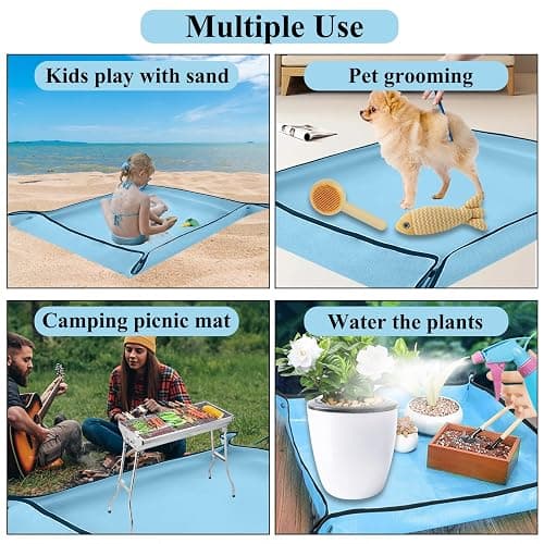 HejVulkan 59" x 39" Extra Large Plant Repotting Mat, Foldable Gardening Mat for Indoor, Transplanting Houseplants, Pot Out, Mix Soil and Mess Control, Gardening Gifts for Women Men Plant Lover(Blue) thumbnail 8