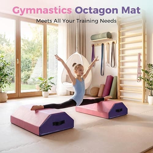 Detachable Octagon Gymnastics Mat, Home Tumbling Mat, Skill Shape Tumbling Backbend Trainer Exercise Mat, with High-Density Foam & Waterproof Cover, for Gym Cheerleading, Martial Art, 17"X17"X23" thumbnail 7