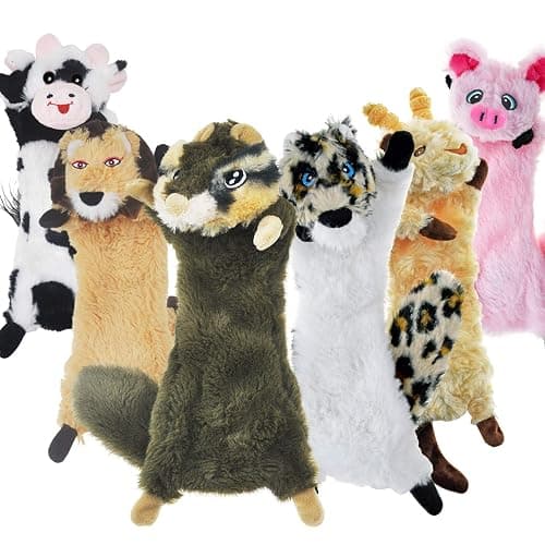 SHARLOVY Dog Squeaky Toy No Stuffing 6 Pack, Dog Toys Crinkle for Small Puppy, Durable Chew Plush Cute Animals Natural for Teething Pet - Image 1