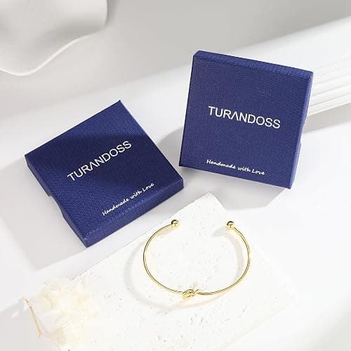 Turandoss Gold Knot Bangle Bracelets for Women - Dainty 18K Gold Plated Cuff Bangle Bracelets for Women Trendy Personalized Open Love Knot Bracelet Adjustable Cuff Bracelet Christmas Jewelry Gifts thumbnail 7